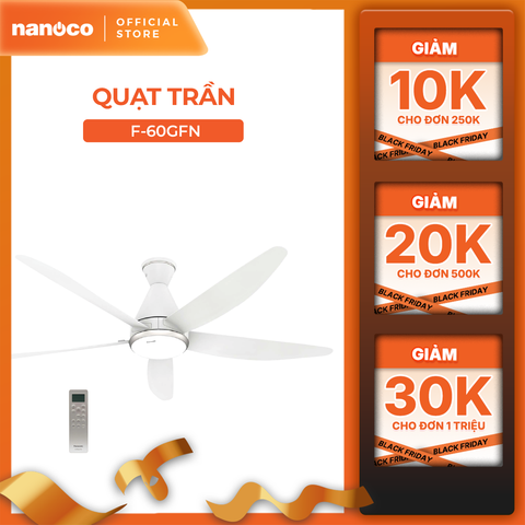 Quạt trần Panasonic model F-60GFN (màu trắng, động cơ DC, đèn Led -  58W) - KO GỒM CP LẮP