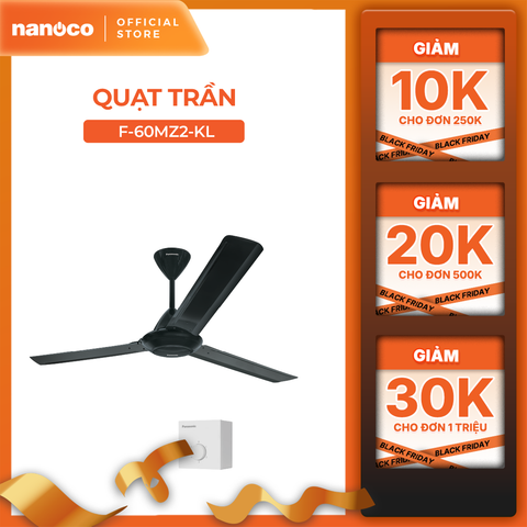 Quạt trần Panasonic model F-60MZ2-K (màu đen - 5 chế độ gió - công suất 66W) - KHÔNG GỒM PHÍ LẮP ĐẶT