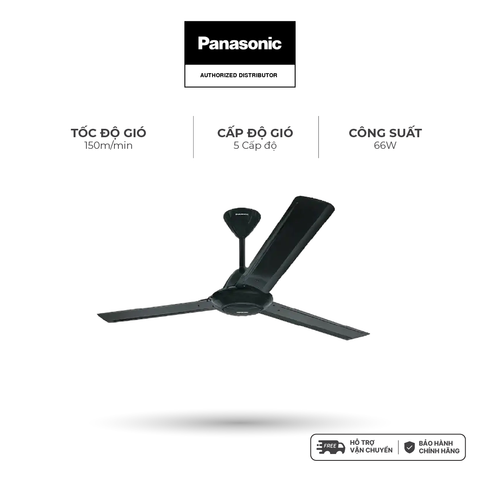 Quạt trần Panasonic model F-60MZ2-K (màu đen - 5 chế độ gió - công suất 66W) - KHÔNG GỒM PHÍ LẮP ĐẶT
