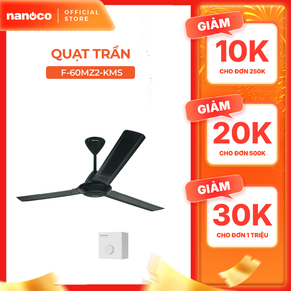 Quạt trần Panasonic model F-60MZ2-K (màu đen - 5 chế độ gió - công suất 66W) - KHÔNG GỒM PHÍ LẮP ĐẶT