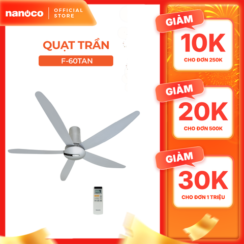 Quạt trần Panasonic model F-60TAN (màu xám bạc - 9 chế độ gió  - công suất 37W) - KHÔNG GỒM PHÍ LẮP