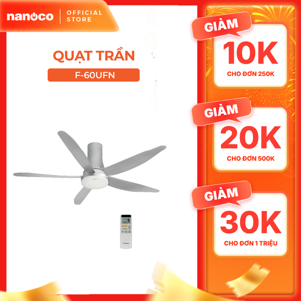 Quạt trần Panasonic model F-60UFN (màu xám bạc - 9 chế độ gió  - công suất 59W) - KHÔNG GỒM PHÍ LẮP