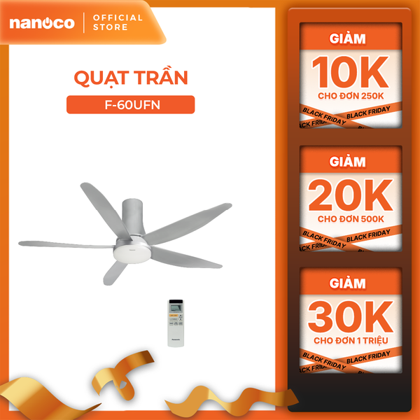 Quạt trần Panasonic model F-60UFN (màu xám bạc - 9 chế độ gió  - công suất 59W) - KHÔNG GỒM PHÍ LẮP