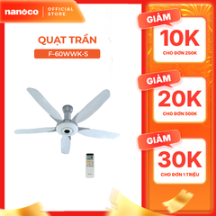 Quạt trần Panasonic model F-60WWK (màu trắng - 7 chế độ gió - công suất 76W) - KHÔNG GỒM PHÍ LẮP ĐẶT