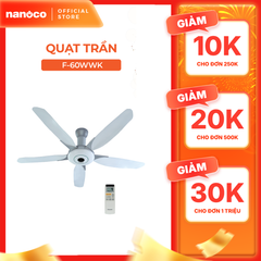 Quạt trần Panasonic model F-60WWK (màu trắng - 7 chế độ gió - công suất 76W) - KHÔNG GỒM PHÍ LẮP ĐẶT