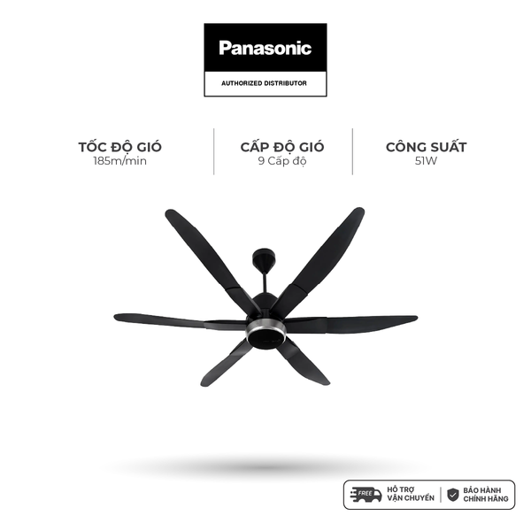 Quạt trần Panasonic model F-70ZBP (màu đen - 9 chế độ gió  - công suất 51W) - KHÔNG GỒM PHÍ LẮP ĐẶT