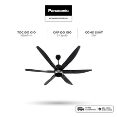 Quạt trần Panasonic model F-70ZBP (màu đen - 9 chế độ gió  - công suất 51W) - KHÔNG GỒM PHÍ LẮP ĐẶT