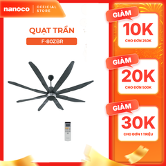 Quạt trần Panasonic model F-80ZBR (màu đen - 9 chế độ gió  - công suất 57W) - KHÔNG GỒM PHÍ LẮP ĐẶT