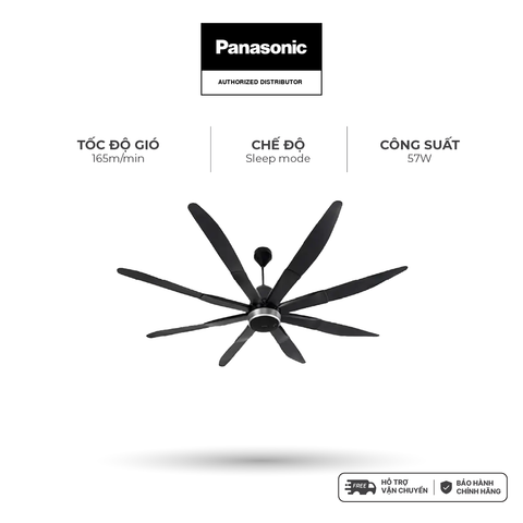 Quạt trần Panasonic model F-80ZBR (màu đen - 9 chế độ gió  - công suất 57W) - KHÔNG GỒM PHÍ LẮP ĐẶT