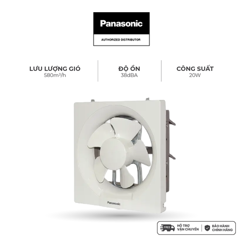 Quạt hút Panasonic FV-20AU9 gắn tường 1 chiều - Công suất 20W, lưu lượng 580m³/h,  không màn che - KHÔNG GỒM PHÍ LẮP ĐẶT