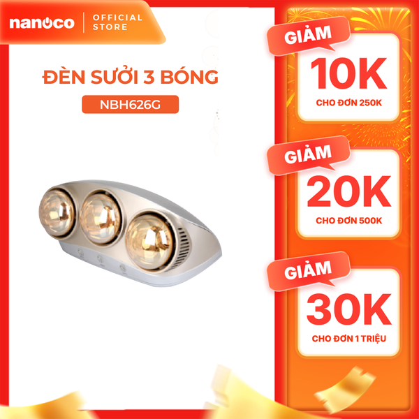 Đèn sưởi gắn tường 3 bóng 825W Nanoco model NBH641S/NBH650G/NBH626G