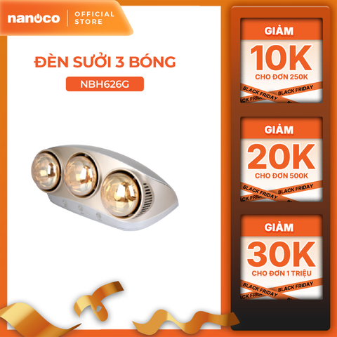 Đèn sưởi gắn tường 3 bóng 825W Nanoco model NBH641S/NBH650G/NBH626G