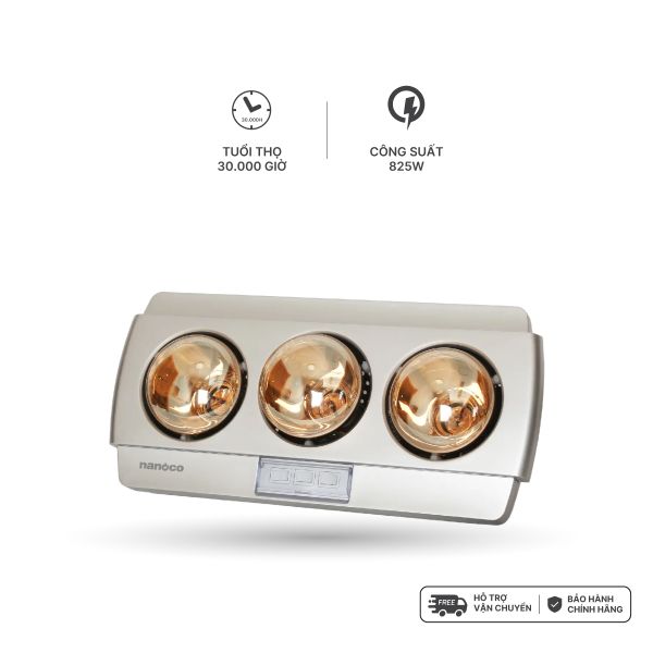 Đèn sưởi gắn tường 3 bóng 825W Nanoco model NBH641S/NBH650G/NBH626G