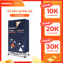 Tủ sấy quần áo Nanoco model NCD2207 (Công suất 2200W, Sức chứa ≤ 50kg)