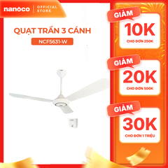 Quạt trần Nanoco model NCF5631-W (màu trắng, cấp độ 5, 80W) - KHÔNG BAO GỒM LẮP ĐẶT