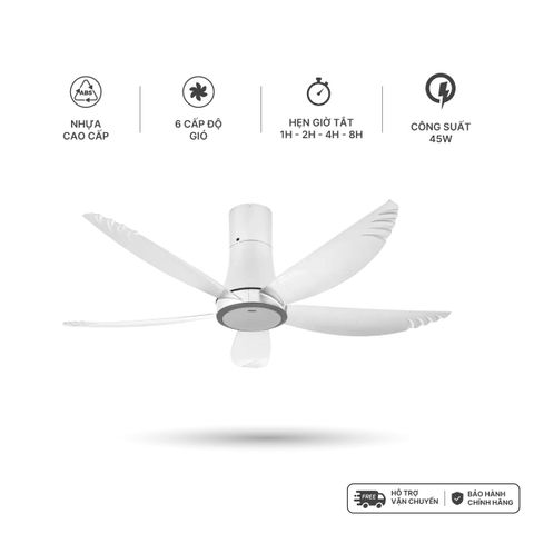 Quạt trần 5 cánh Nanoco model NCF5653-WL - Công suất 45W, động cơ DC, Đèn Led có remote