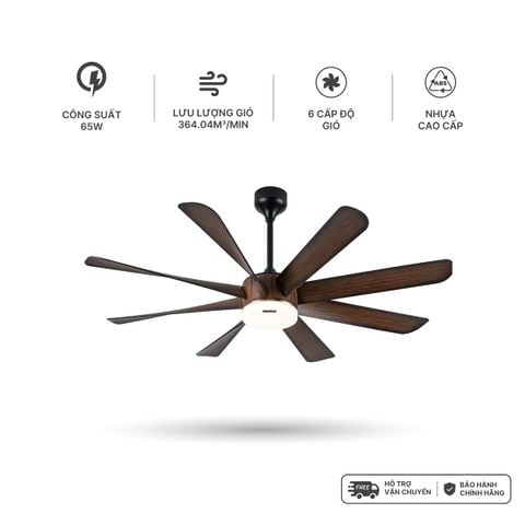 Quạt trần trang trí vân gỗ 8 cánh động cơ DC có remote Nanoco model NCFD6089L công suất 65W