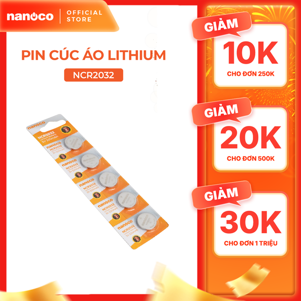 Pin Lithium 3V 160mAh/220mAh Nanoco model NCR2025/ NCR2032  (5 viên/vỉ )