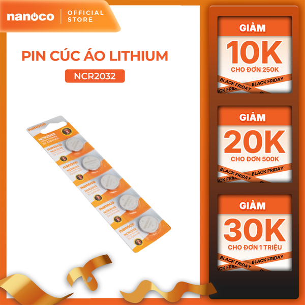 Pin Lithium 3V 160mAh/220mAh Nanoco model NCR2025/ NCR2032  (5 viên/vỉ )