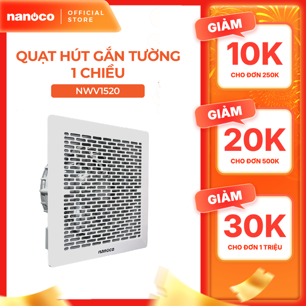 Quạt hút Nanoco âm trần không sử dụng ống dẫn model NCV1520/ NCV2020 (công suất 16W, 21W) - KHÔNG BAO GỒM LẮP ĐẶT