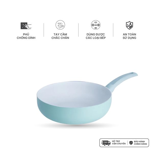Chảo đơn chống dính Nanoco model NCWR24A-G/26A-G - Đường kính 24 và 26cm, chống dính ceramic, dày vành 2.5mm