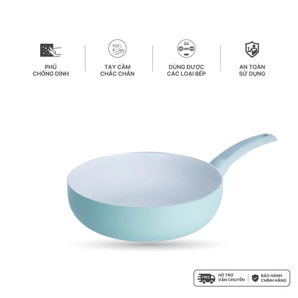 Chảo đơn chống dính Nanoco model NCWR24A-G/26A-G - Đường kính 24 và 26cm, chống dính ceramic, dày vành 2.5mm