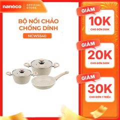 Bộ nồi chảo chống dính Nanoco model NCWS540 (4mm, Hợp kim nhôm cao cấp)
