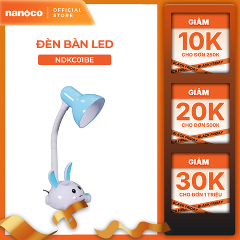 Đèn bàn Nanoco thiết kế hình thỏ dễ thương model NDKC01 (không bóng) + tặng kèm 1 bóng Led bulb đui E27- 5W