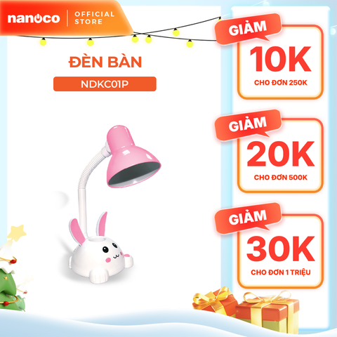 Đèn bàn Nanoco thiết kế hình thỏ dễ thương model NDKC01 (không bóng) + tặng kèm 1 bóng Led bulb đui E27- 5W