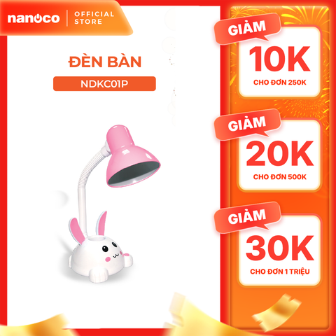 Đèn bàn Nanoco thiết kế hình thỏ dễ thương model NDKC01 (không bóng) + tặng kèm 1 bóng Led bulb đui E27- 5W