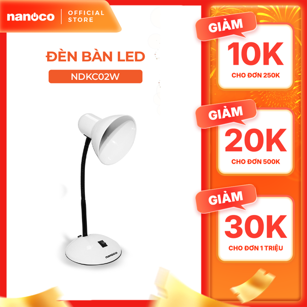 Đèn bàn E27 Nanoco model NDKC02 (không bóng) + tặng kèm 1 bóng Led bulb đui E27- 5W