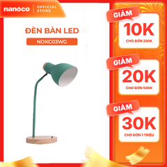 Đèn bàn E27 Nanoco đế gỗ model NDKC03 (không bóng) + tặng kèm 1 bóng Led bulb đui E27- 5W