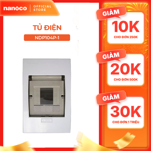 Tủ điện âm tường Nanoco model NDP104P-1/ NDP108P-1 (mặt nhựa đế nhựa)