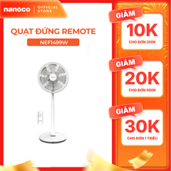 Quạt đứng động cơ BLDC có remote 14inch, 7 cánh, màu hồng/trắng Nanoco model NEF1499
