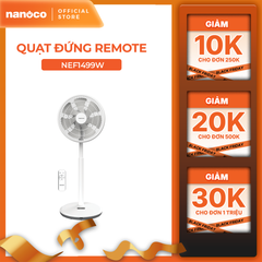 Quạt đứng động cơ BLDC có remote 14inch, 7 cánh, màu hồng/trắng Nanoco model NEF1499