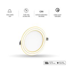 Đèn âm trần Nanoco ECO Metal Series 10W viền kim loại tiết kiệm điện