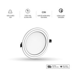 Đèn âm trần Nanoco ECO Metal Series 10W viền kim loại tiết kiệm điện