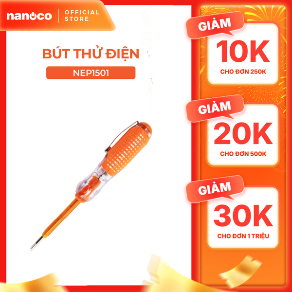 Bút thử điện Nanoco màu cam model NEP1501 loại 2 đầu vít tiện lợi