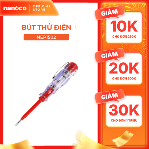 Bút thử điện Nanoco màu đỏ model NEP1502 loại 2 đầu vít tiện lợi