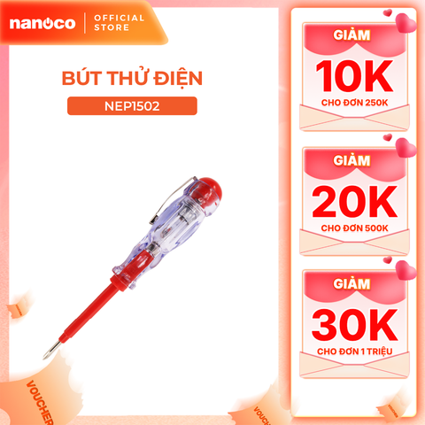 Bút thử điện Nanoco màu đỏ model NEP1502 loại 2 đầu vít tiện lợi