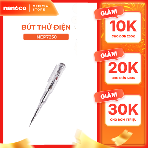 Bút thử điện đa năng Nanoco model NEP7250 có đèn LED 2 màu thông minh