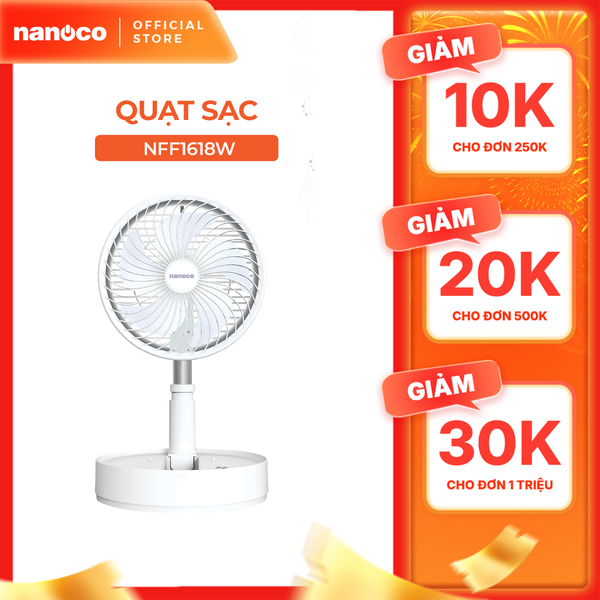 Quạt sạc gấp gọn tiện lợi Nanoco model NFF1618