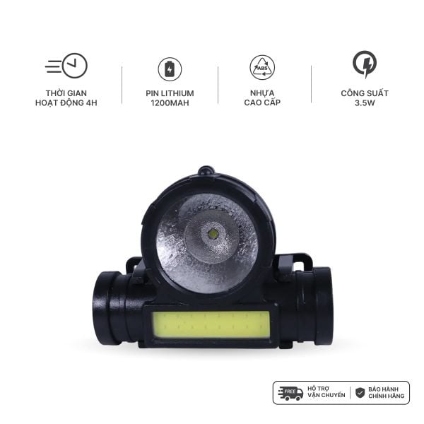 Đèn LED đội đầu Nanoco chóa đèn to/ nhỏ (công suất 3,5W, điều chỉnh độ sáng,pin Lithium 1200mAh, hoạt động 4h)