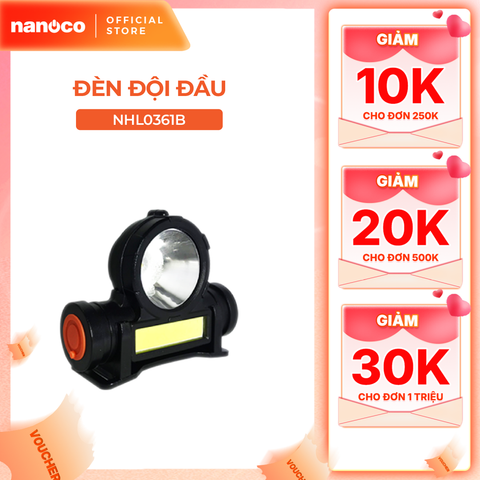 Đèn LED đội đầu Nanoco chóa đèn to/ nhỏ (công suất 3,5W, điều chỉnh độ sáng,pin Lithium 1200mAh, hoạt động 4h)