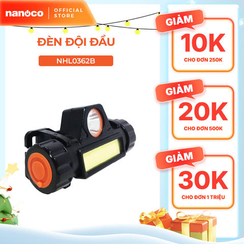 Đèn LED đội đầu Nanoco chóa đèn to/ nhỏ (công suất 3,5W, điều chỉnh độ sáng,pin Lithium 1200mAh, hoạt động 4h)
