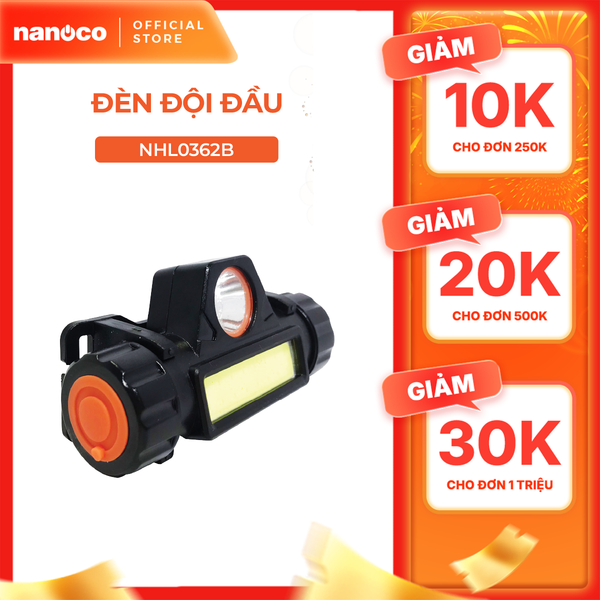 Đèn LED đội đầu Nanoco chóa đèn to/ nhỏ (công suất 3,5W, điều chỉnh độ sáng,pin Lithium 1200mAh, hoạt động 4h)
