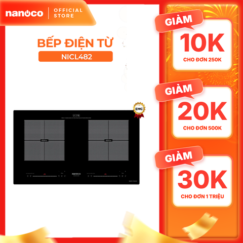 Bếp điện từ đôi Nanoco model NICL482 - KHÔNG BAO GỒM LẮP ĐẶT