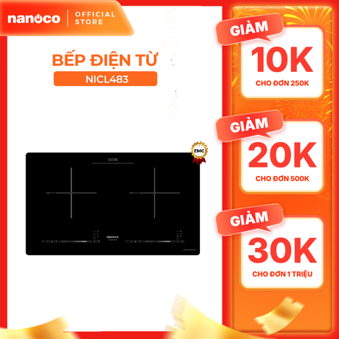 Bếp điện từ đôi Nanoco model NICL483 - KHÔNG BAO GỒM LẮP ĐẶT