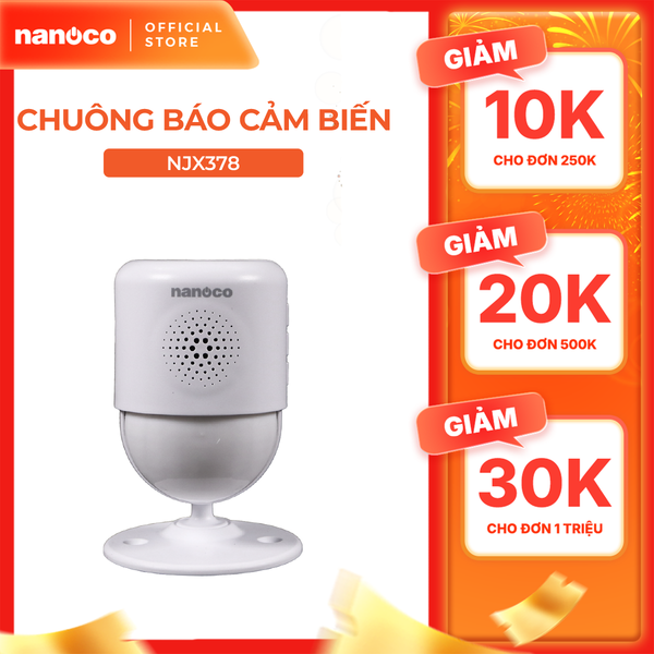 Chuông báo cảm biến không dây Nanoco model NJX378 (có tích hợp đầu sạc USB hoặc sử dụng pin AAA)