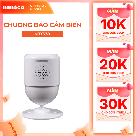 Chuông báo cảm biến không dây Nanoco model NJX378 (có tích hợp đầu sạc USB hoặc sử dụng pin AAA)